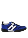 HOGAN H357 BLUE SUEDE AND MESH SNEAKERS