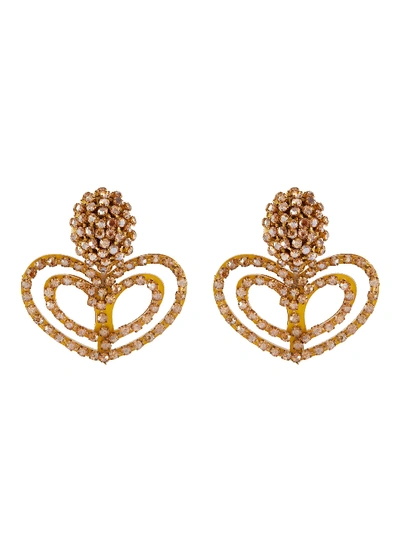 Oscar De La Renta Loop Heart Embellished Earrings In Metallic