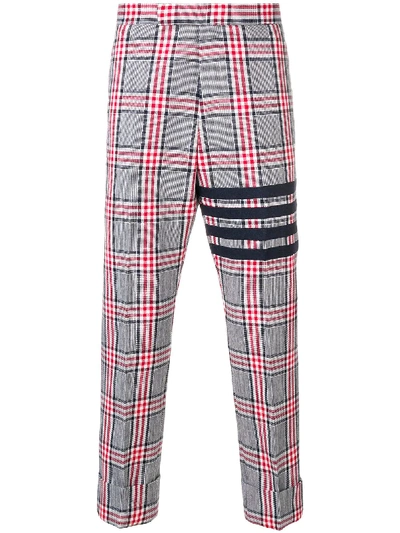 Thom Browne 4-bar Prince Of Wales Trouser In Blue