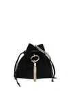 Jimmy Choo Women's Callie Tassel Drawstring Suede Hobo Bag In Black