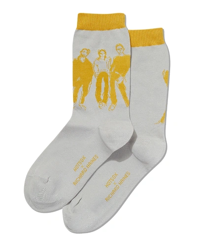 Hot Sox X Richard Haines Novelty Art Socks In Light Gray
