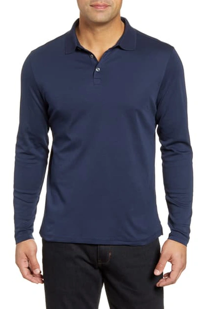 Robert Barakett Batiste Long Sleeve Polo In Deep Lake