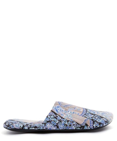 Liberty London Dora Tawn Lawn Cotton Travel Slippers In Navy