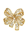 KENNETH JAY LANE 22K ANTIQUE GOLDPLATED & CRYSTAL BOW BROOCH,400011929936