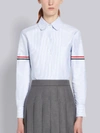 THOM BROWNE BLUE UNIVERSITY STRIPE OXFORD GROSGRAIN ARMBAND LONG SLEEVE SHIRT,FLL019E0009814181957