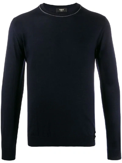 Fendi Tiny Ff Motifs Detailed Jumper In Blue