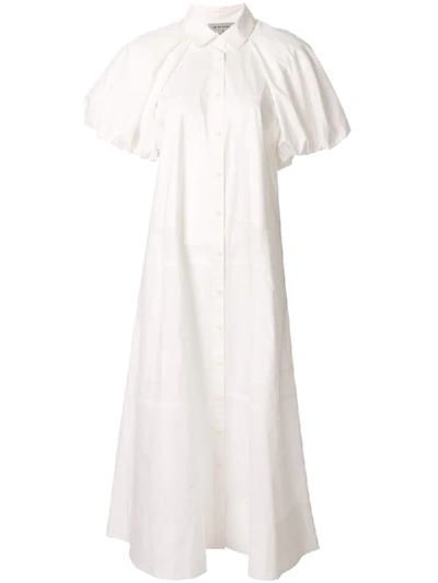Lee Mathews Puff Sleeve Shirt Dress In White