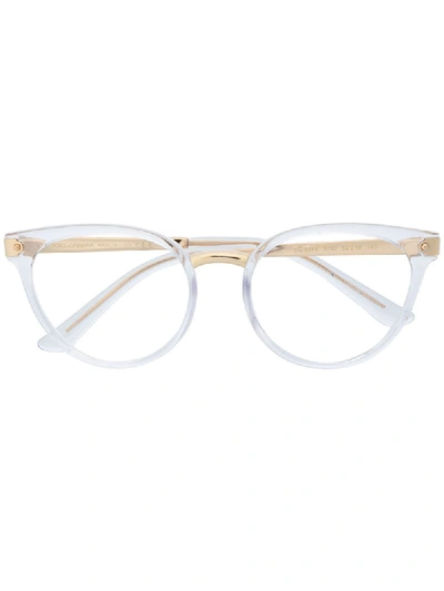 Dolce & Gabbana Round Transparent Glasses In Neutrals