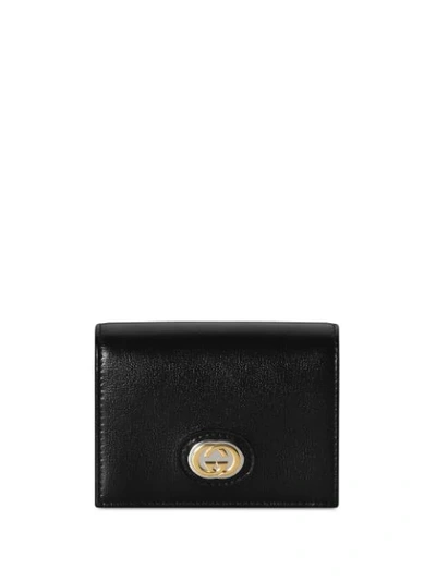 Gucci Gg Plaque Cardholder In Black
