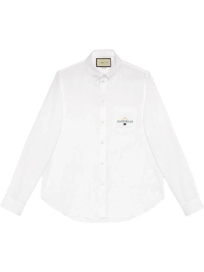 Gucci Embroidered Logo Oxford Shirt In White