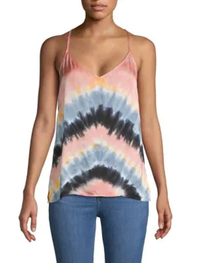 Young Fabulous & Broke Tie-dyed V-neck Top In Pink Multi