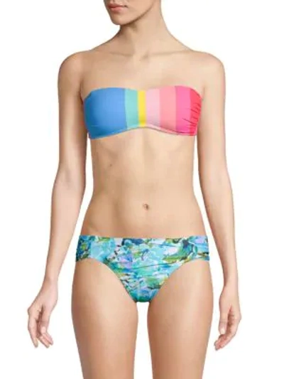 La Blanca Swim Stripe Bandeau Bikini Top In Blue Multi