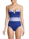La Blanca Swim Graphic Split Neck 1-piece Swimsuit In Blue Multi