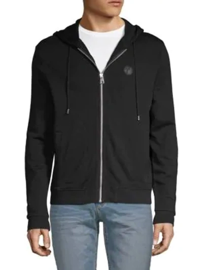 Versace Jersey Zip Hoodie In Black