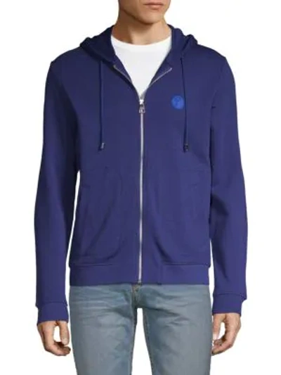 Versace Jersey Zip Hoodie In Royal