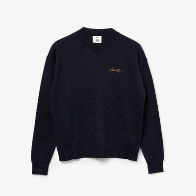 Lacoste Women's Live Cashmere And Cotton Sweater In Navy Blue