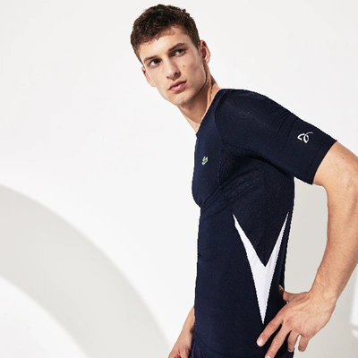 Lacoste Men's Sport Novak Djokovic Ultra Dry Stretch Jersey T-shirt In Navy Blue,white