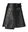 GANNI Patch Leather Mini Wrap Skirt