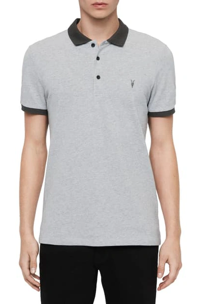 Allsaints Orlando Regular Fit Cotton Polo Shirt In Grey/washed Black/black