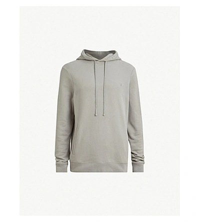 Allsaints Raven Logo-embroidered Cotton-fleece Hoody In Tingrey