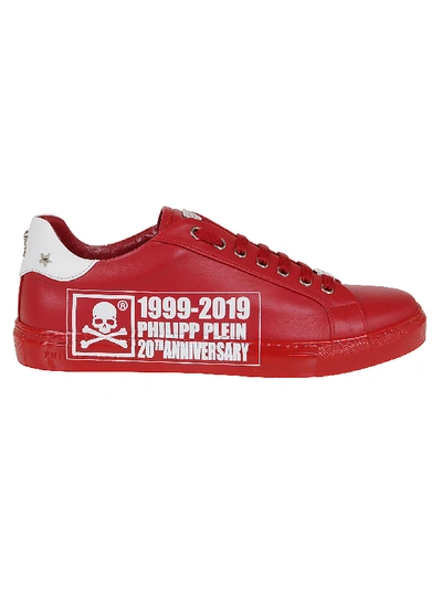 Philipp Plein Red Leather Sneakers