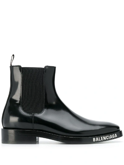 Balenciaga Black Leather Ankle Boots