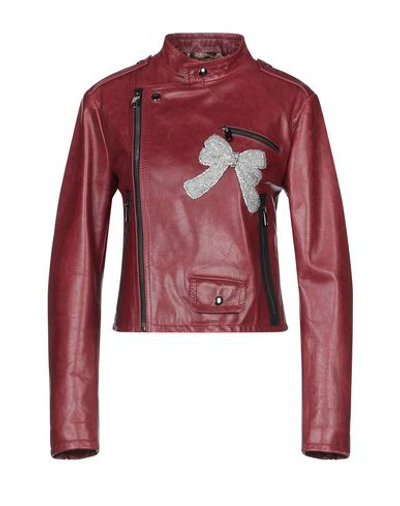 Dolce & Gabbana Biker Jacket In Maroon
