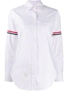 Thom Browne Pink University Stripe Oxford Grosgrain Armband Long Sleeve Shirt In Multi-colored