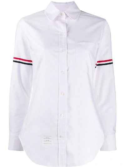 Thom Browne Pink University Stripe Oxford Grosgrain Armband Long Sleeve Shirt In Multi-colored