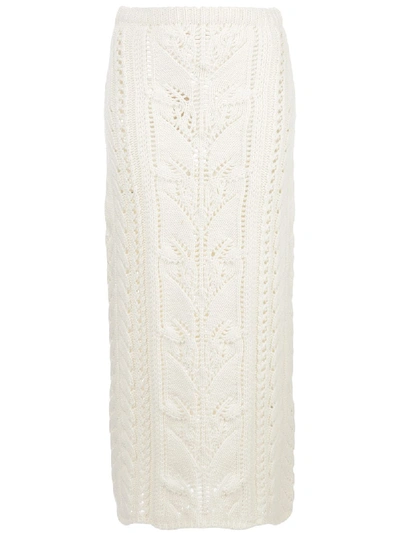 Brock Collection Open Knit Skirt In White