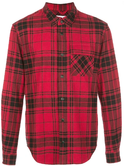 Aztech Mountain Loge Peak Shell-panelled Checked Brushed Cotton-flannel Shirt In Red