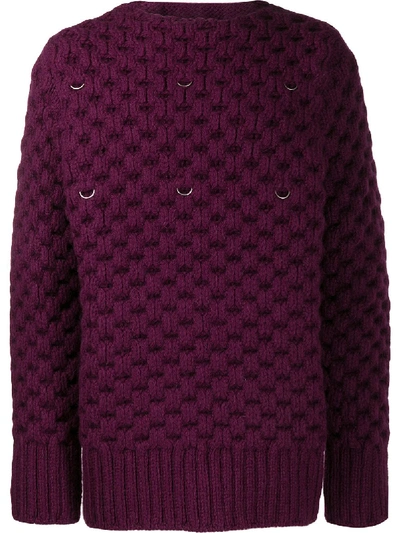 Raf Simons Honey Stitch Jumper In Purple