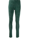 Arma Leather Skinny Trousers In Green