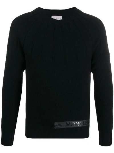 Moncler Knitted Slim-knit Jumper In Black
