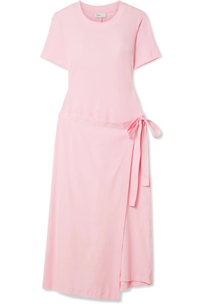 Rosetta Getty Draped Canvas-trimmed Cotton-jersey Tunic In Baby Pink
