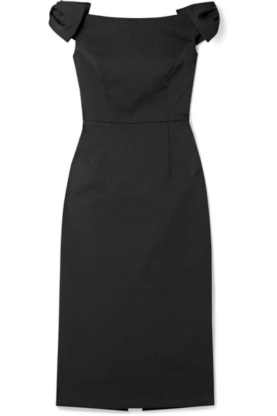 Rebecca Vallance Winslow Off-the-shoulder Cloqué Midi Dress In Black