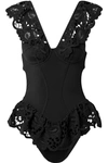 AGENT PROVOCATEUR DAIZE LACE-TRIMMED OPEN-BACK UNDERWIRED SWIMSUIT