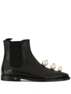 DOLCE & GABBANA FAUX PEARL-EMBELLISHED CHELSEA BOOTS