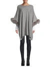 Sofia Cashmere Fox Fur-cuff Wool And Cashmere Poncho In Grey