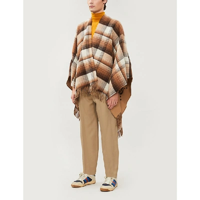 Gucci Reversible Gg Wool Poncho In Beige