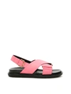 Marni Fussbett Flat Sandals In Lipstick (pink)