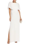 HALSTON HERITAGE CAPE-EFFECT DRAPED CREPE GOWN,3074457345621391423