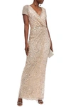 JENNY PACKHAM TWIST-FRONT SEQUINED TULLE GOWN,3074457345621400550