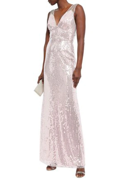 Jenny Packham Bead-embellished Sequined Tulle Gown In Baby Pink