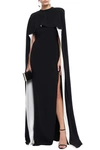 STELLA MCCARTNEY CONVERTIBLE CAPE-BACK SILK SATIN-TRIMMED CREPE GOWN,3074457345621305348