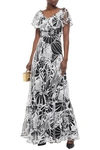 VALENTINO RUFFLED EMBROIDERED TULLE GOWN,3074457345620726458