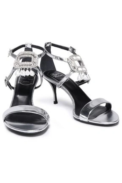 Roger Vivier Woman Embellished Metallic Mirrored-leather Sandals Silver