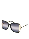 GUCCI DARK LENS OVERSIZED BUTTERFLY SUNGLASSES