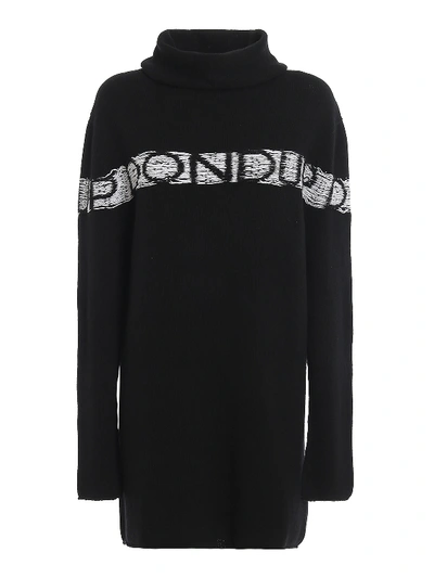 Dondup Knitted Wool And Cashmere Logo Dress In Black