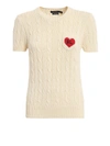 POLO RALPH LAUREN HEART INTARSIA SHORT SLEEVE COTTON SWEATER